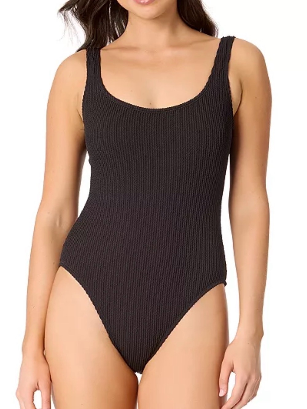 Salt + Cove Black Ribbed Scoop One-Piece Swimsuit